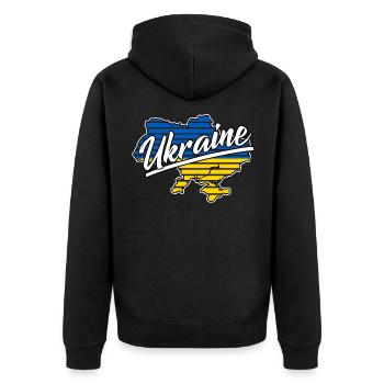 Ukraine - Unisex Premium Bio Zip Hoodie - Schwarz - Hinten - Nico (187cm)
