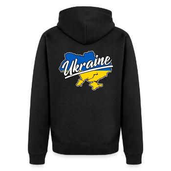 Ukraine - Unisex Premium Bio Zip Hoodie - Schwarz - Hinten - Nico (187cm)