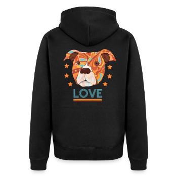 Dog love dog lover - Unisex Premium Organic Zip Hoodie - black - Back - Nico (187cm)