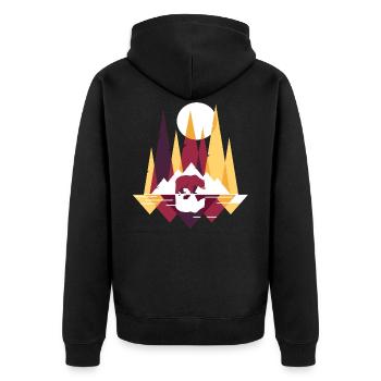 Bär Wald Berge - Unisex Premium Bio Zip Hoodie - Schwarz - Hinten - Nico (187cm)