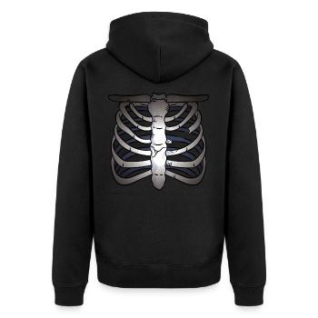 Skelett Cartoon Comic Halloween Grusel gruselig - Unisex Premium Bio Zip Hoodie - Schwarz - Hinten - Nico (187cm)