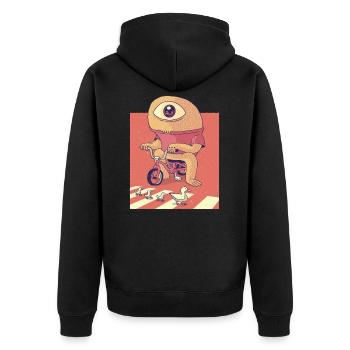 Cyclops Bicycle Cartoon - Unisex Premium Organic Zip Hoodie - black - Back - Nico (187cm)