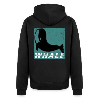 Buckelwal Blauwal Finnwal Grauwal Geschenk Walhai - Unisex Premium Bio Zip Hoodie - Schwarz - Hinten - Nico (187cm)