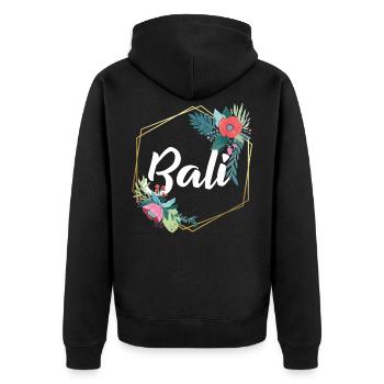 Indonesien Bali - Unisex Premium Bio Zip Hoodie - Schwarz - Hinten - Nico (187cm)