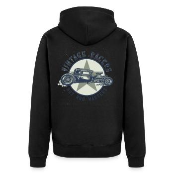 Hot Rod Masters dunkelblau - Unisex Premium Bio Zip Hoodie - Schwarz - Hinten - Nico (187cm)