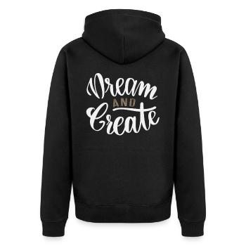 Statement cooler Spruch coole Sprüche Träume Traum - Unisex Premium Bio Zip Hoodie - Schwarz - Hinten - Nico (187cm)