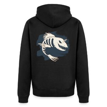 Poisson squelette monstre halloween horreur effrayant - Veste à capuche bio Premium Unisexe - noir - Dos - Nico (187cm)