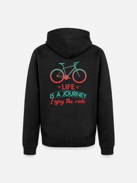 Biking Bike Bicycle Cycling Cycling - Unisex Premium Organic Zip Hoodie - black