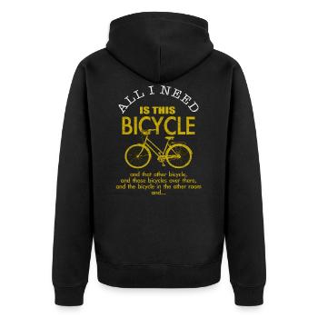 Fahrradfahren - Unisex Premium Bio Zip Hoodie - Schwarz - Hinten - Nico (187cm)