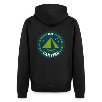 Tent Camping Camper - Unisex Premium Organic Zip Hoodie - black - Back - Nico (187cm)