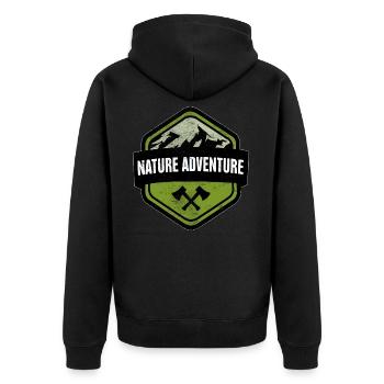 Mountains hiking forest nature - Unisex Premium Organic Zip Hoodie - black - Back - Nico (187cm)