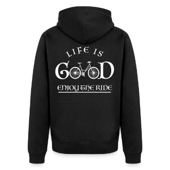 Fahrrad - Unisex Premium Bio Zip Hoodie - Schwarz - Hinten - Nico (187cm)