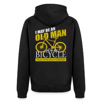 Cycle - Unisex Premium Organic Zip Hoodie - black - Back - Nico (187cm)