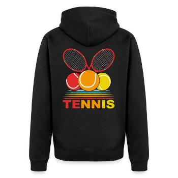 Tennis Tennisball Tennisschläger Tennis-match - Unisex Premium Bio Zip Hoodie - Schwarz - Hinten - Nico (187cm)