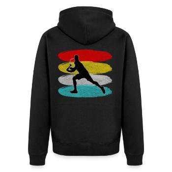 Tennis Tennis-match Tennisspiel Tennisspieler - Unisex Premium Bio Zip Hoodie - Schwarz - Hinten - Nico (187cm)