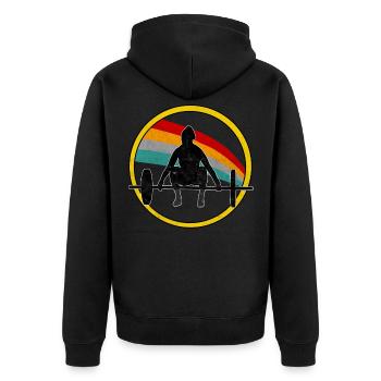 Weight training fitness - Unisex Premium Organic Zip Hoodie - black - Back - Nico (187cm)