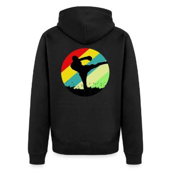 Kickboxen Kampfsport - Unisex Premium Bio Zip Hoodie - Schwarz - Hinten - Nico (187cm)