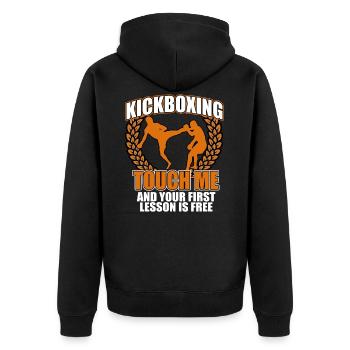 Kickboxing - Unisex Premium Bio Zip Hoodie - Schwarz - Hinten - Nico (187cm)