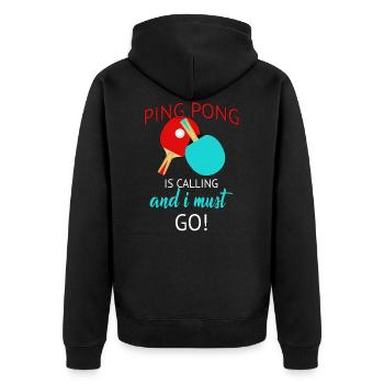 Tischtennis Ping-Pong Pingpong Tischtennisball - Unisex Premium Bio Zip Hoodie - Schwarz - Hinten - Nico (187cm)