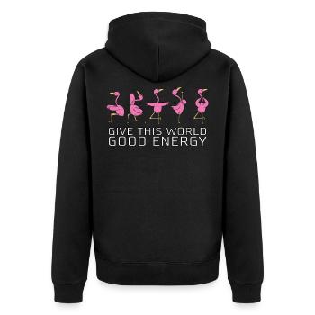 Flamingo disant yoga cadeau drôle drôle - Veste à capuche bio Premium Unisexe - noir - Dos - Nico (187cm)