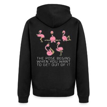 Flamingo disant yoga cadeau drôle drôle - Veste à capuche bio Premium Unisexe - noir - Dos - Nico (187cm)