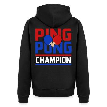 Ping-Pong Pingpong Tischtennis Tischtennisschläger - Unisex Premium Bio Zip Hoodie - Schwarz - Hinten - Nico (187cm)