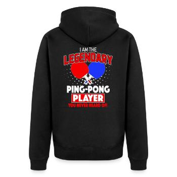 Pingpong Tischtennis Tischtennisball Ping-Pong - Unisex Premium Bio Zip Hoodie - Schwarz - Hinten - Nico (187cm)