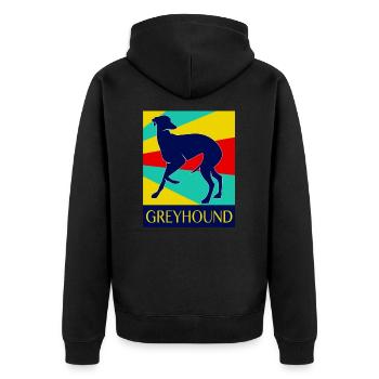 greyhound - Unisex Premium Organic Zip Hoodie - black - Back - Nico (187cm)