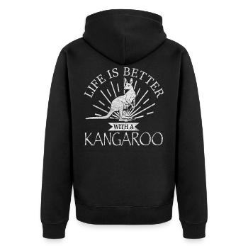 Kangaroo - Unisex Premium Organic Zip Hoodie - black - Back - Nico (187cm)