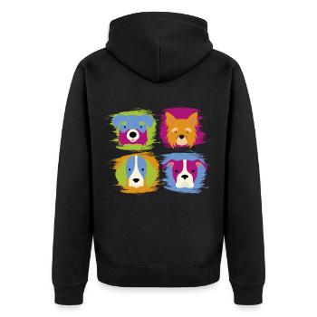 Hund und Hunde Tier - Unisex Premium Bio Zip Hoodie - Schwarz - Hinten - Nico (187cm)