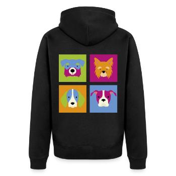 Hund und Hunde - Unisex Premium Bio Zip Hoodie - Schwarz - Hinten - Nico (187cm)