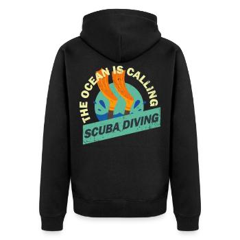 Sporttaucher Scuba Diving Tauchen Geschenk - Unisex Premium Bio Zip Hoodie - Schwarz - Hinten - Nico (187cm)