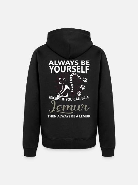 Lemur Tier - Unisex Premium Bio Zip Hoodie - Schwarz