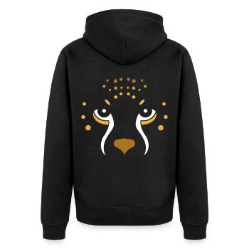 leopard Tier - Unisex Premium Bio Zip Hoodie - Schwarz - Hinten - Nico (187cm)