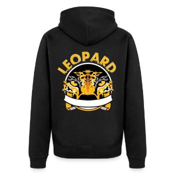 leopard - Unisex Premium Bio Zip Hoodie - Schwarz - Hinten - Nico (187cm)
