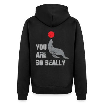 Seal seal sea lion walrus - Unisex Premium Organic Zip Hoodie - black - Back - Nico (187cm)