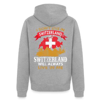 schweiz - Unisex Premium Bio Zip Hoodie - Grau meliert - Hinten - Nico (187cm)