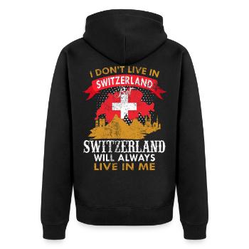 schweiz - Unisex Premium Bio Zip Hoodie - Schwarz - Hinten - Nico (187cm)