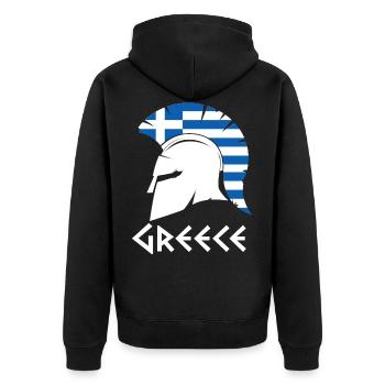 Griechenland - Unisex Premium Bio Zip Hoodie - Schwarz - Hinten - Nico (187cm)