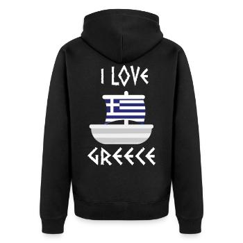 Griechenland - Unisex Premium Bio Zip Hoodie - Schwarz - Hinten - Nico (187cm)