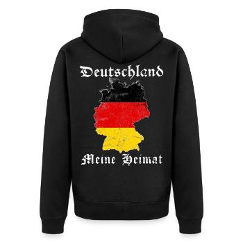 Deutschland - Unisex Premium Bio Zip Hoodie - Schwarz - Hinten - Nico (187cm)