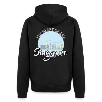 Singapur - Unisex Premium Bio Zip Hoodie - Schwarz - Hinten - Nico (187cm)