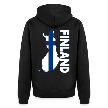 Finland Land und Länder - Unisex Premium Bio Zip Hoodie - Schwarz - Hinten - Nico (187cm)