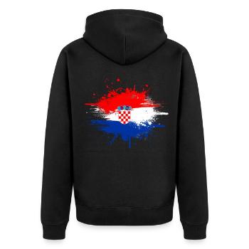 Kroatien - Unisex Premium Bio Zip Hoodie - Schwarz - Hinten - Nico (187cm)