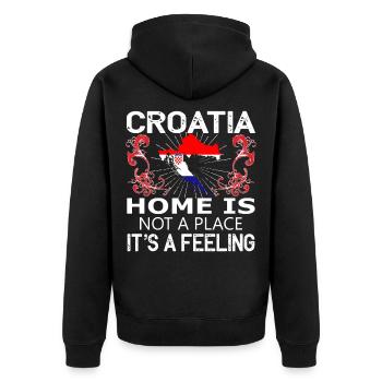 Kroatien - Unisex Premium Bio Zip Hoodie - Schwarz - Hinten - Nico (187cm)