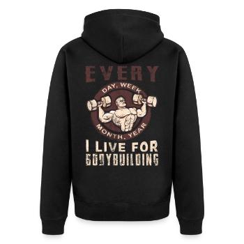 body building - Unisex Premium Organic Zip Hoodie - black - Back - Nico (187cm)