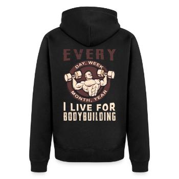 body building - Unisex Premium Organic Zip Hoodie - black - Back - Nico (187cm)