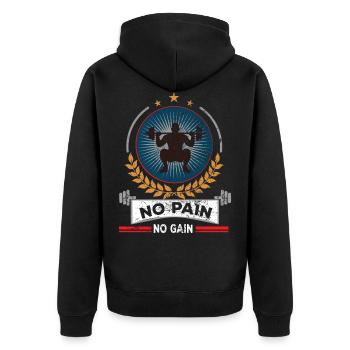 body building - Unisex Premium Organic Zip Hoodie - black - Back - Nico (187cm)