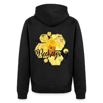 Imker - Imkerei - Imkern - Unisex Premium Bio Zip Hoodie - Schwarz - Hinten - Nico (187cm)