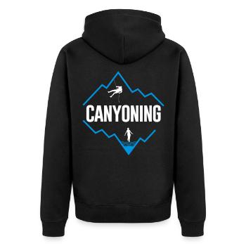 canyoning - Unisex Premium Organic Zip Hoodie - black - Back - Nico (187cm)